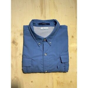 Columbia PFG Bahama 2XLT Blue Omni-Shade Short Sleeve Fishing Shirt with Pockets